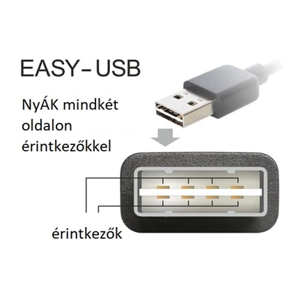 Delock Kábel, EASY-USB 2.0-s A-típusú csat. > EASY-USB 2.0-s Micro-B típusú csat.ívelt 0,5 m, fekete