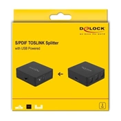 Delock S/PDIF TOSLINK kapcsoló 1 bemenettel és 3 kimenettel USB Tápellátással