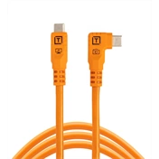 TetherPro Optima 10G USB-C, 1.8m, Straight to Right (narancs)