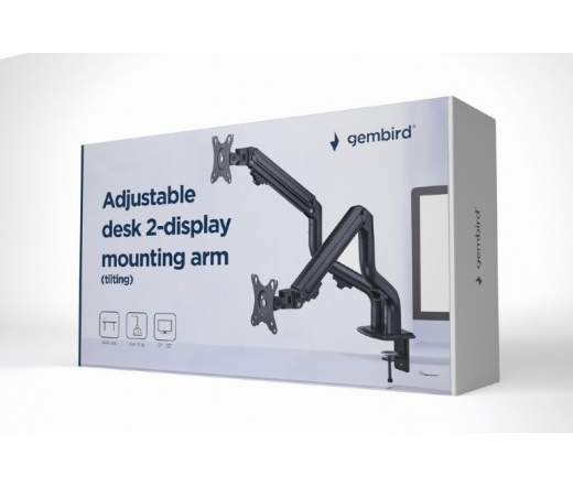 GEMBIRD Adjustable desk 2-display mounting arm (ti